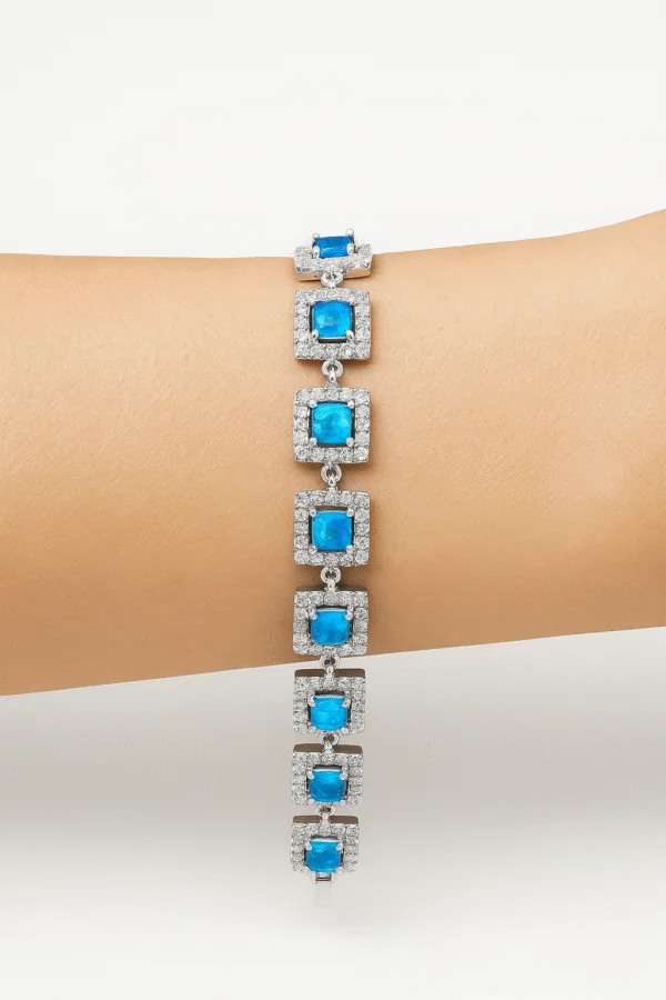 Silver 925 bracelet with Opal & zirconia stones